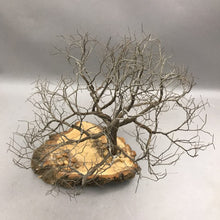 Load image into Gallery viewer, Wire Tree Figurine Sculpture, Wood Base, Brown Natural Finish with Stones (12")

