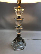 Load image into Gallery viewer, Vintage MCM Regency Art Deco Faceted Glass Boudoir Lamp (32")(2 Available)
