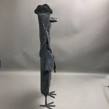 Load image into Gallery viewer, Whimsical Gray Metal Chicken Yard Sculpture with Pitchfork (27")
