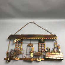 Load image into Gallery viewer, MCM Sculpture Metal Wall Hanging Cafe Scene Copper (19")
