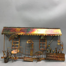 Load image into Gallery viewer, MCM Sculpture Metal Wall Hanging Cafe Scene Copper (19")
