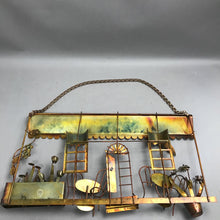 Load image into Gallery viewer, MCM Sculpture Metal Wall Hanging Cafe Scene Copper (19")
