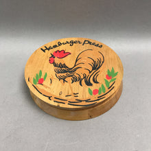Load image into Gallery viewer, Vintage Wood Hamburger Press Rooster Made in Japan Retro Kitchen (5.5")
