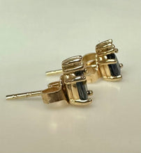 Load image into Gallery viewer, 14K Gold Blue Topaz Diamond Stud Earrings (1.1g)

