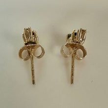 Load image into Gallery viewer, 14K Gold Blue Topaz Diamond Stud Earrings (1.1g)
