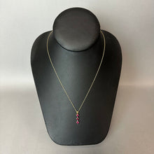 Load image into Gallery viewer, 10K Gold Ruby &amp; White Topaz Pendant on 17" Chain Necklace (1.2g)
