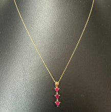 Load image into Gallery viewer, 10K Gold Ruby &amp; White Topaz Pendant on 17" Chain Necklace (1.2g)
