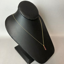 Load image into Gallery viewer, 10K Gold Ruby &amp; White Topaz Pendant on 17" Chain Necklace (1.2g)
