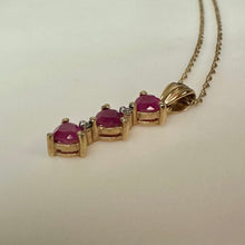 Load image into Gallery viewer, 10K Gold Ruby &amp; White Topaz Pendant on 17" Chain Necklace (1.2g)
