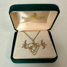Load image into Gallery viewer, 10K Black Hills Gold Hummingbird Heart Pendant on 18" Gold Filled Chain Necklace &amp; Earrings Set (1.9g)
