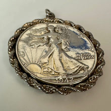 Load image into Gallery viewer, Vintage Walking Liberty 1942 Silver Half Dollar Coin Pendant (1.5")
