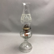Load image into Gallery viewer, Vintage Clear Glass Eagle Oil Lamp with Etched Wreath Chimney (17")
