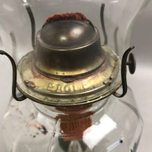 Load image into Gallery viewer, Vintage Clear Glass Eagle Oil Lamp with Etched Wreath Chimney (17")
