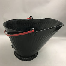 Load image into Gallery viewer, Vintage Black Galvanized Coal Ash Bucket with Red Handle (11x18x12)
