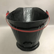 Load image into Gallery viewer, Vintage Black Galvanized Coal Ash Bucket with Red Handle (11x18x12)
