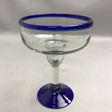 Load image into Gallery viewer, Mexican Hand Blown Cobalt Blue Rimmed &amp; Footed Margarita Glass (7")(4 Available)
