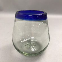 Load image into Gallery viewer, Mexican Hand Blown Cobalt Blue Rim Wine Glass (4")(8 Available)
