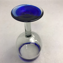 Load image into Gallery viewer, Mexican Hand Blown Cobalt Blue Rim Stemmed Wine Glass (7")(2 Available)
