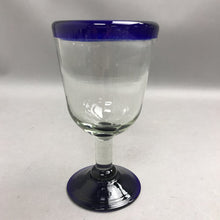 Load image into Gallery viewer, Mexican Hand Blown Cobalt Blue Rim Tapered Wine Glass (6")(2 Available)
