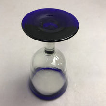 Load image into Gallery viewer, Mexican Hand Blown Cobalt Blue Rim Tapered Wine Glass (6")(2 Available)
