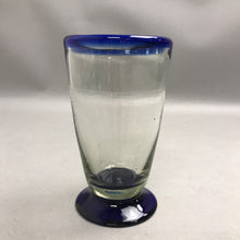 Load image into Gallery viewer, Mexican Hand Blown Cobalt Blue Rim Footed Pilsner Glass (6")(2 Available)

