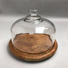 Load image into Gallery viewer, Wood Plate with Glass Dome Cheese Server (5")
