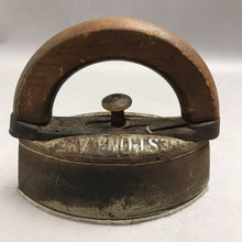 Load image into Gallery viewer, Antique Cast Iron Sad Iron with Removable Wooden Handle Vintage Flat Iron (5")

