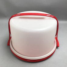Load image into Gallery viewer, Tupperware Vintage Cake Carrier Round USA 684-5 Lid Handle Red Bottom Vintage
