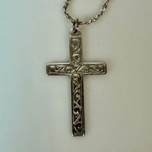 Load image into Gallery viewer, Vintage Italian Sterling 1.25" Ornate Cross Pendant on 17" Chain Necklace
