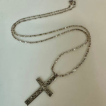 Load image into Gallery viewer, Vintage Italian Sterling 1.25" Ornate Cross Pendant on 17" Chain Necklace
