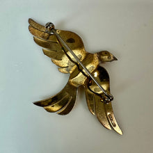 Load image into Gallery viewer, Vintage Mid Century Gold Vermeil Sterling Flying Bird Brooch Pin (2.75")
