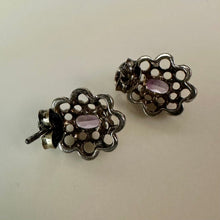 Load image into Gallery viewer, Vintage Sterling Amethyst Flower Stud Earrings
