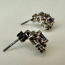 Load image into Gallery viewer, Vintage Sterling Amethyst Flower Stud Earrings
