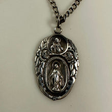 Load image into Gallery viewer, Vintage Sterling Scapular Miraculous Mary Combo Medal 1" Pendant on 25" Chain
