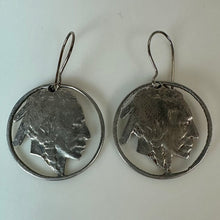 Load image into Gallery viewer, Vintage Buffalo Nickel Cutout Coin Earrings (1.25")
