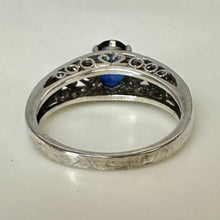 Load image into Gallery viewer, Vintage Sterling Blue Topaz CZ Accent Filigree Ring sz 8
