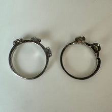 Load image into Gallery viewer, Vintage Sterling Multi Gem Hearts Puzzle Ring Set of 2 sz 6
