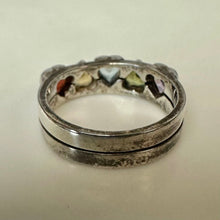 Load image into Gallery viewer, Vintage Sterling Multi Gem Hearts Puzzle Ring Set of 2 sz 6
