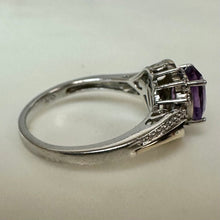 Load image into Gallery viewer, Vintage Alwand Vahan 10K Gold Sterling Amethyst Diamond Ring sz 7
