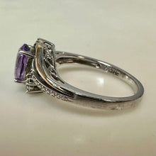 Load image into Gallery viewer, Vintage Alwand Vahan 10K Gold Sterling Amethyst Diamond Ring sz 7
