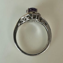 Load image into Gallery viewer, Vintage Alwand Vahan 10K Gold Sterling Amethyst Diamond Ring sz 7

