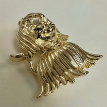 Load image into Gallery viewer, Vintage Mid Century Goldtone Rhinestone Eyes Dog Brooch Pin (1.75")
