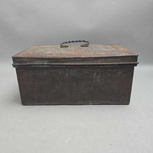 Load image into Gallery viewer, Antique Sheet Metal Cash Box / Deed Box (5x10x6.5) (As-Is; Hinge)
