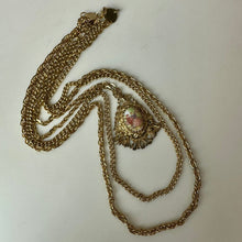 Load image into Gallery viewer, Vintage Victorian Revival Courting Couple Cameo Goldtone Triple Chain Necklace (18")
