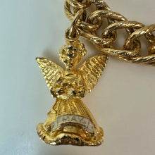Load image into Gallery viewer, Vintage General Mfg. Golden Birthday Angel May Charm on 7.25" Chain Bracelet
