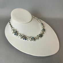Load image into Gallery viewer, Vintage Lisner Silvertone Aurora Borealis Crystal Leaf Necklace (17")
