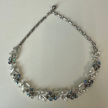 Load image into Gallery viewer, Vintage Lisner Silvertone Aurora Borealis Crystal Leaf Necklace (17")
