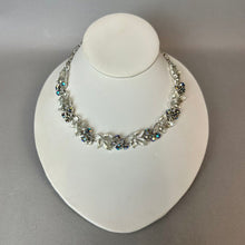 Load image into Gallery viewer, Vintage Lisner Silvertone Aurora Borealis Crystal Leaf Necklace (17")
