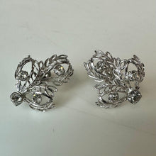 Load image into Gallery viewer, Vintage Sterling Filigree CZ Screw Back Earrings (0.75")
