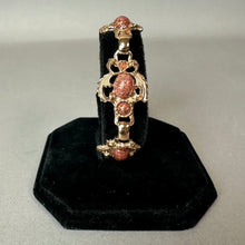 Load image into Gallery viewer, Vintage Victorian Revival Goldtone Faux Sunstone Link Bracelet (7.25")
